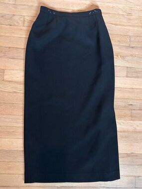 Kasper ASL Black Pencil Skirt Beaded Waist Lined Career Classic Size 13” waist